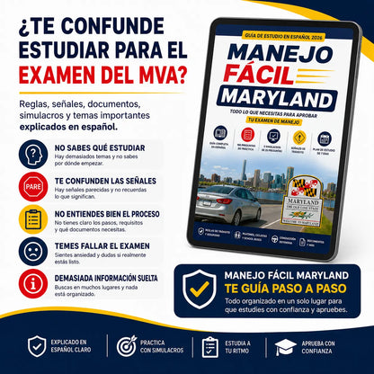 Guía Digital de Manejo Maryland con Preguntas, Simulacros y Plan de Estudio